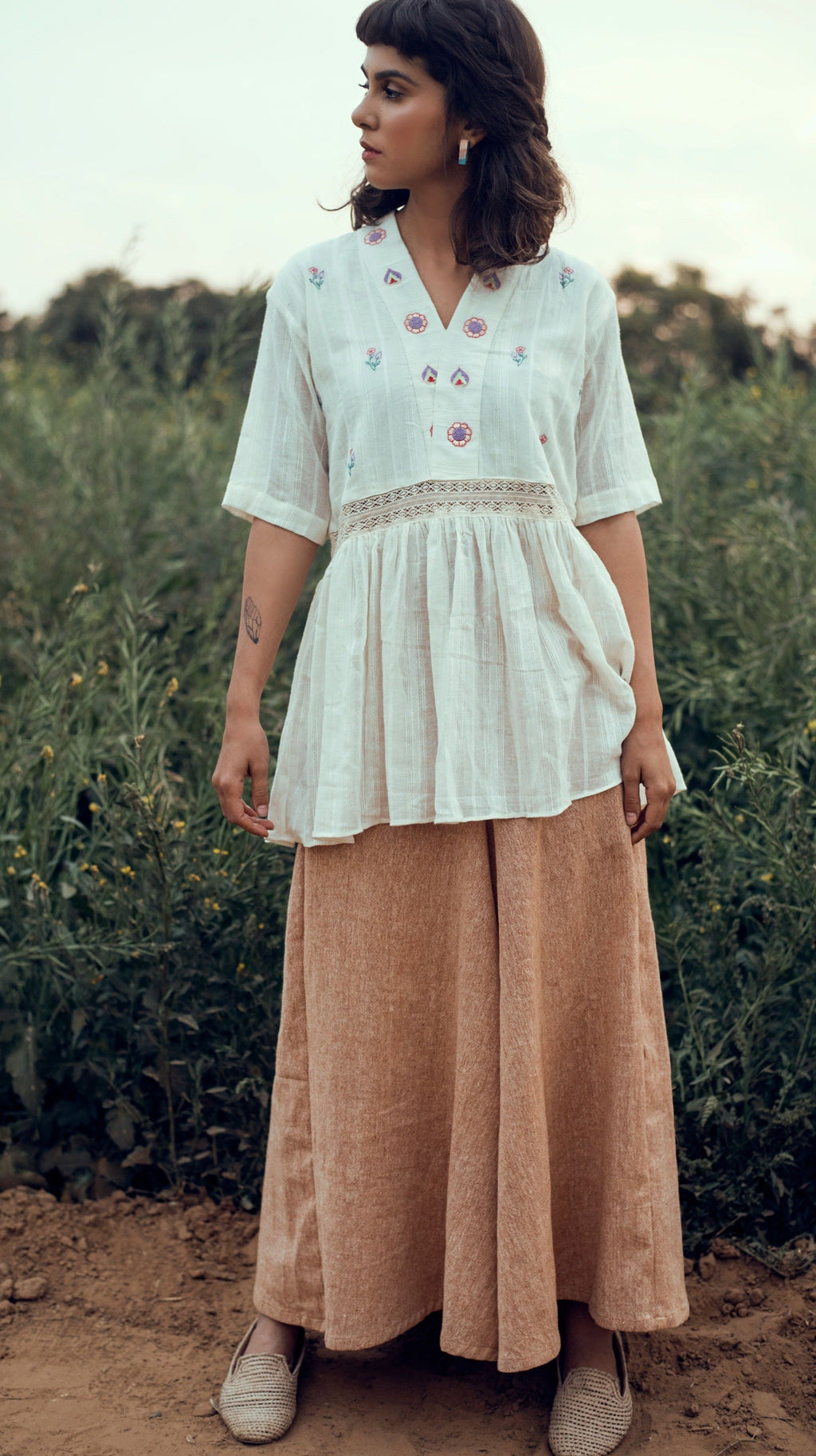 Brown Culottes by The Loom Art with Brown, Culottes, fall, July Sale, July Sale 2023, Natural, Organic, Party Wear, Permanent Vacation by The Loom Art, Regular Fit, Solids, Womenswear at Kamakhyaa for sustainable fashion