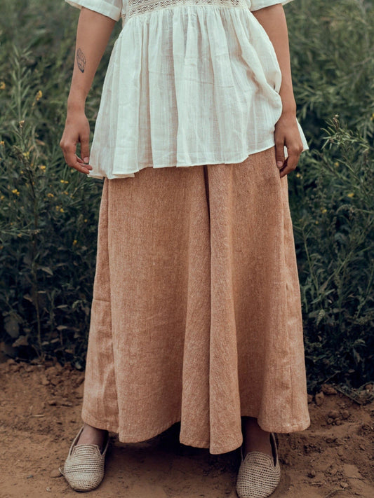 Brown Culottes by The Loom Art with Brown, Culottes, fall, July Sale, July Sale 2023, Natural, Organic, Party Wear, Permanent Vacation by The Loom Art, Regular Fit, Solids, Womenswear at Kamakhyaa for sustainable fashion