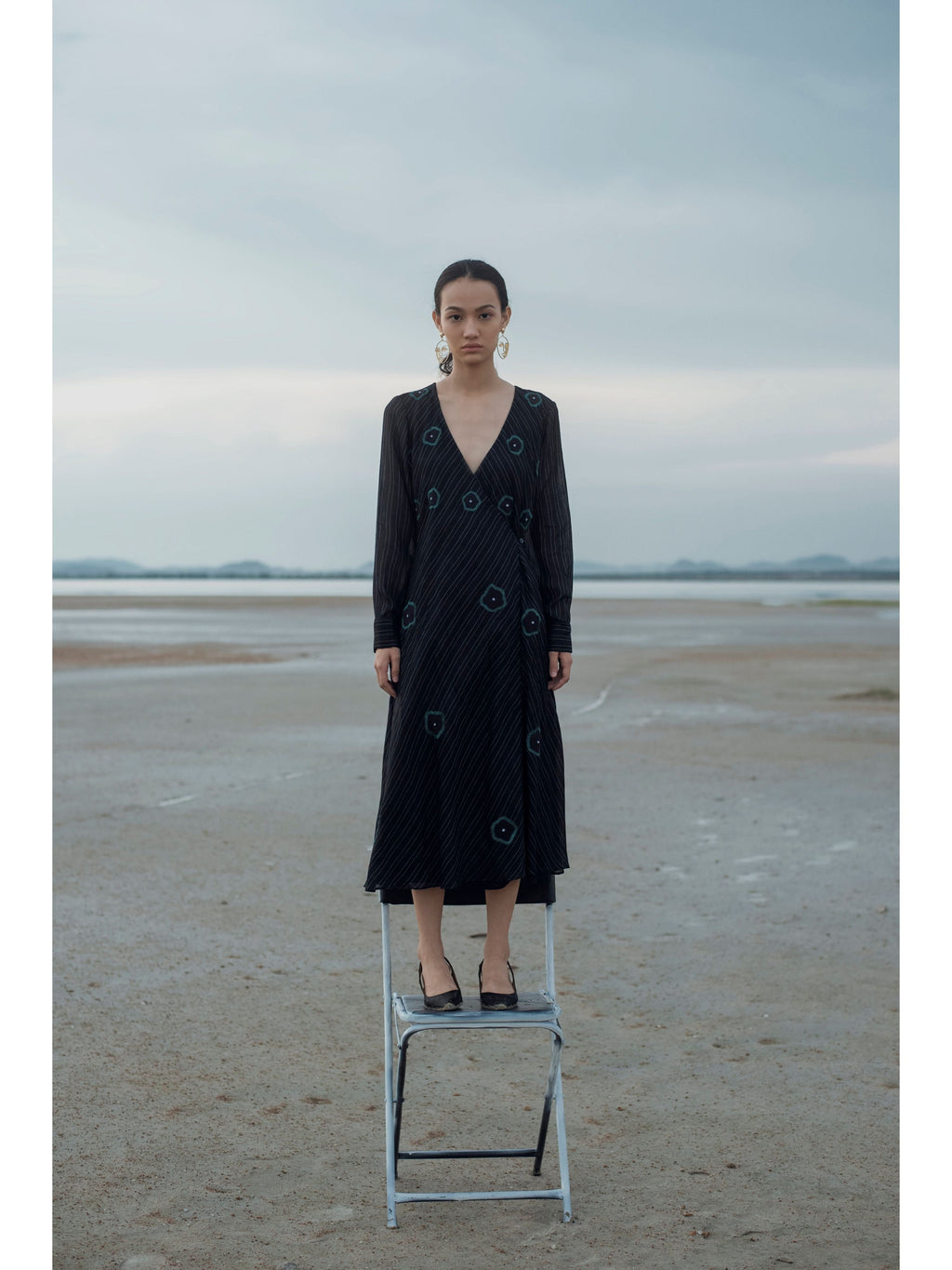 Black Embroidered Midi Dress by The Loom Art with Black, Handwoven silk, July Sale, July Sale 2023, Midi Dresses, Natural, Party Wear, Prints, Regular Fit, Serendipity by The Loom Art, Womenswear at Kamakhyaa for sustainable fashion