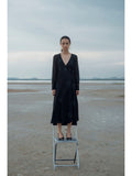 Black Embroidered Midi Dress by The Loom Art with Black, Handwoven silk, July Sale, July Sale 2023, Midi Dresses, Natural, Party Wear, Prints, Regular Fit, Serendipity by The Loom Art, Womenswear at Kamakhyaa for sustainable fashion