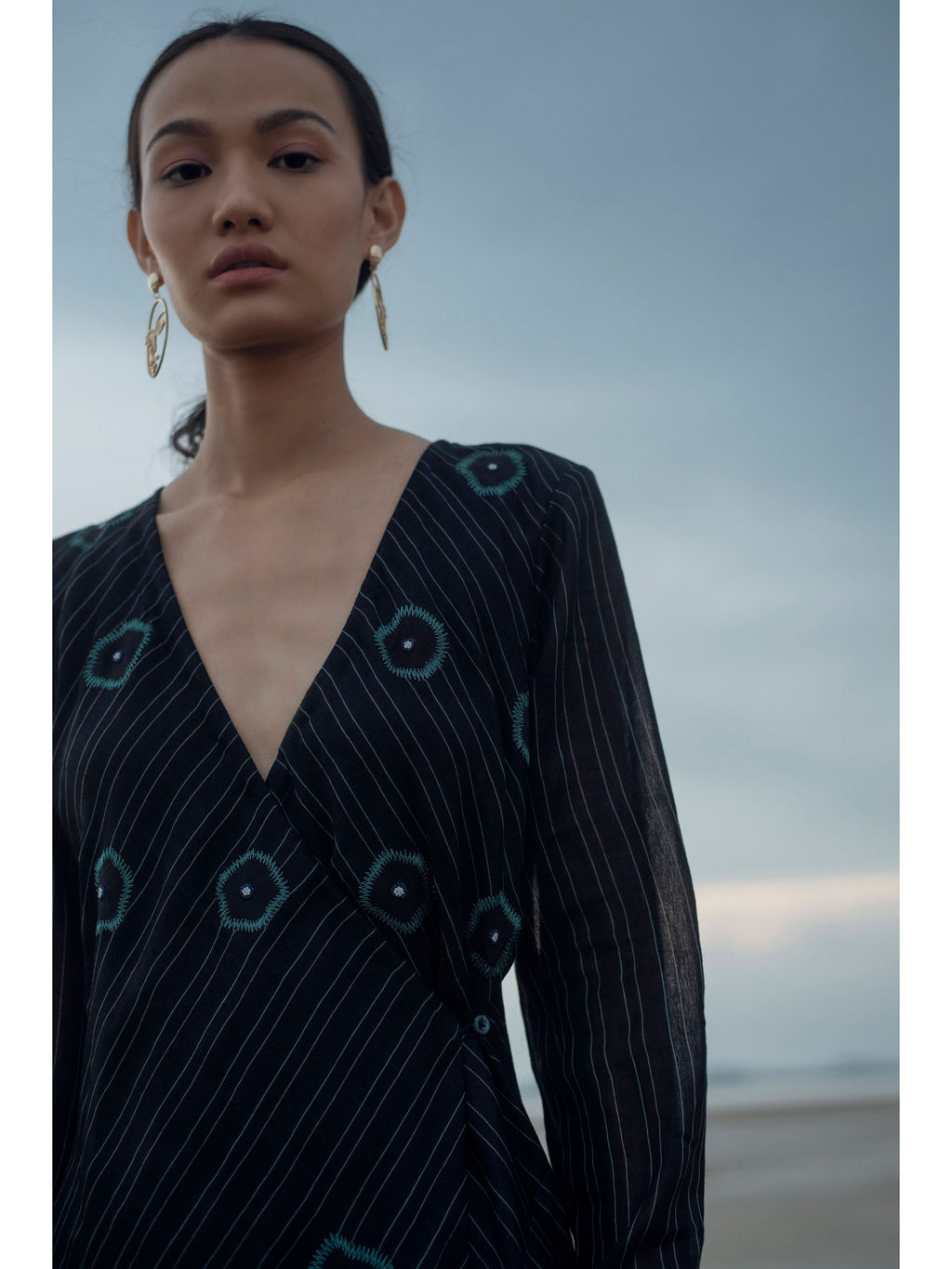 Black Embroidered Midi Dress by The Loom Art with Black, Handwoven silk, July Sale, July Sale 2023, Midi Dresses, Natural, Party Wear, Prints, Regular Fit, Serendipity by The Loom Art, Womenswear at Kamakhyaa for sustainable fashion