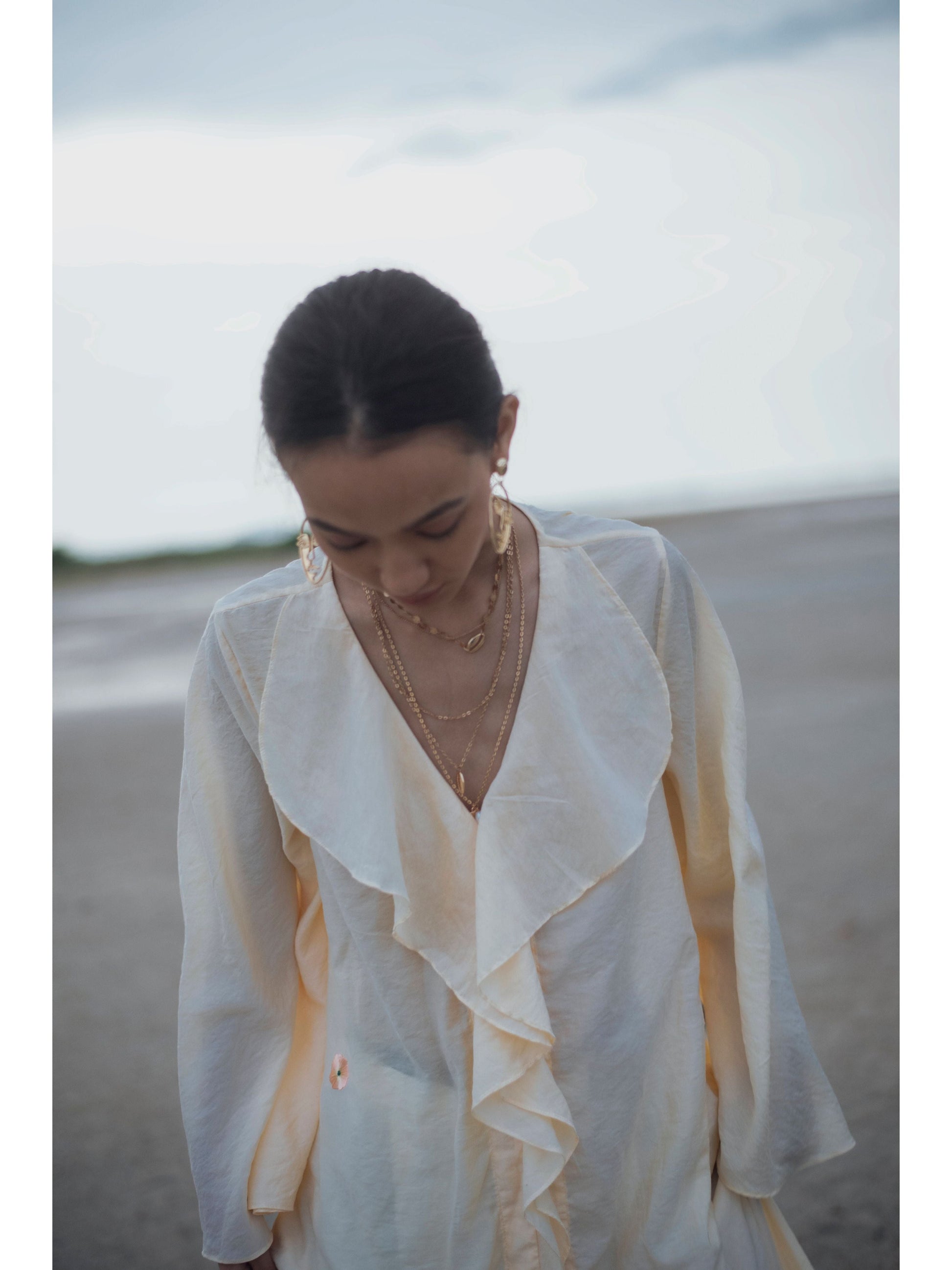 White Embroidered Shirt Tops Chanderi SIlk, Natural, Regular Fit, Serendipity, Shirts, The Loom Art Kamakhyaa
