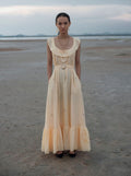 Yellow Embroidered Maxi Dress by The Loom Art with Cotton Silk, July Sale, July Sale 2023, Maxi Dresses, Natural, Party Wear, Regular Fit, Serendipity by The Loom Art, Sleeveless Dresses, Solids, Womenswear, Yellow at Kamakhyaa for sustainable fashion