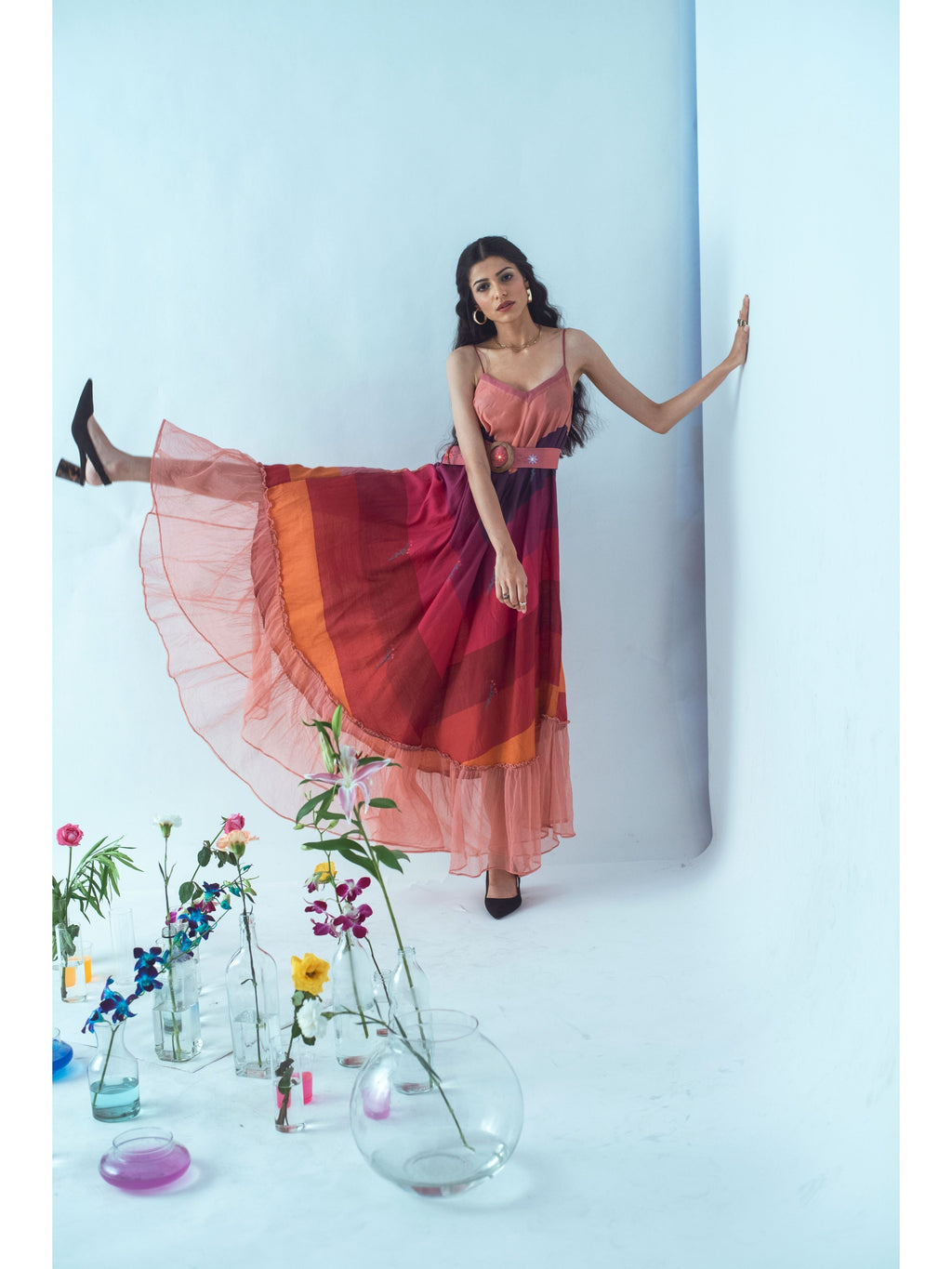Colors of Life by The Loom Art with Euphoria by The Loom Art, Handwoven silk, July Sale, July Sale 2023, Maxi Dresses, Natural, Party Wear, Prints, Red, Regular Fit, Womenswear at Kamakhyaa for sustainable fashion