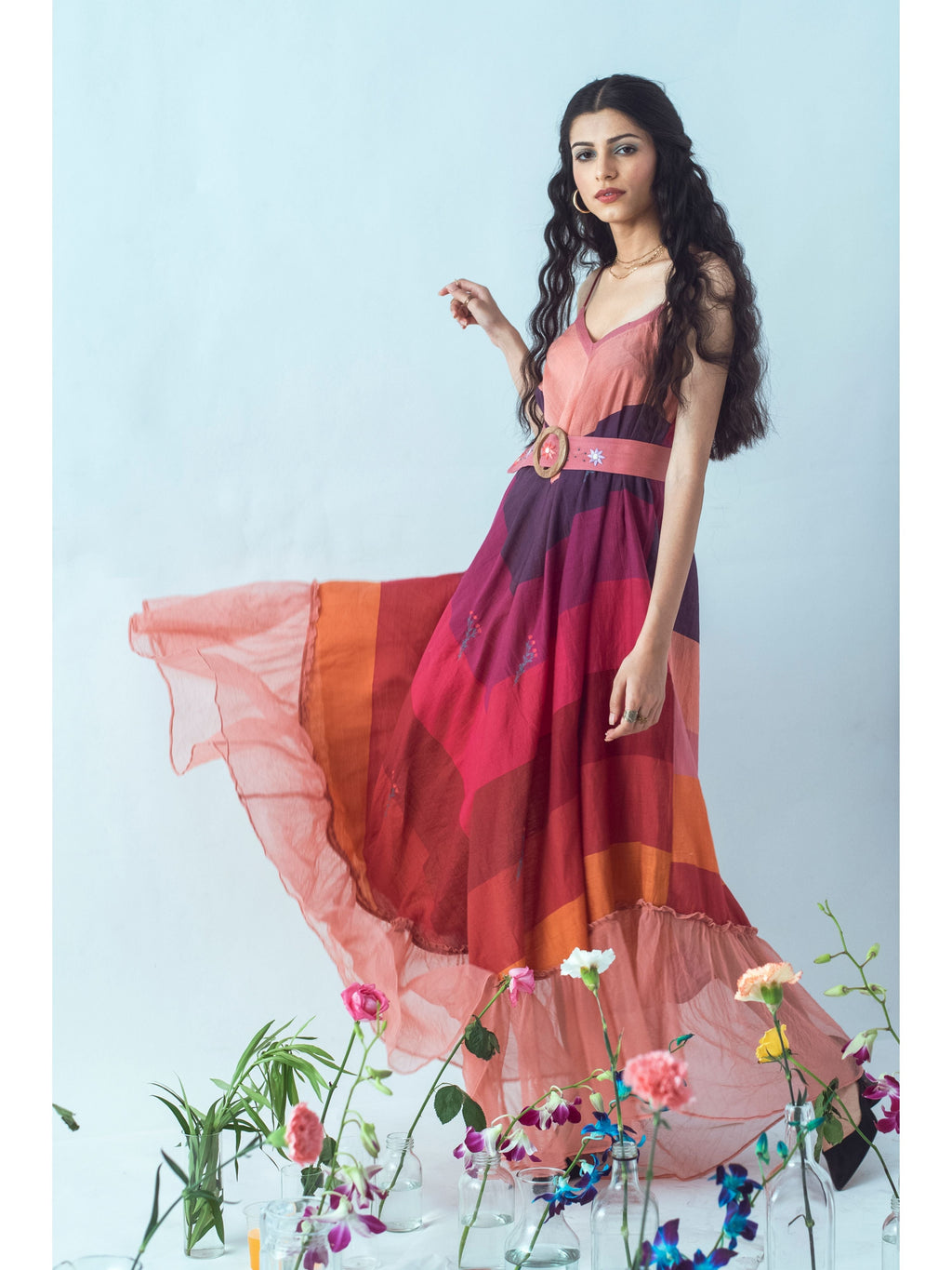 Colors of Life by The Loom Art with Euphoria by The Loom Art, Handwoven silk, July Sale, July Sale 2023, Maxi Dresses, Natural, Party Wear, Prints, Red, Regular Fit, Womenswear at Kamakhyaa for sustainable fashion