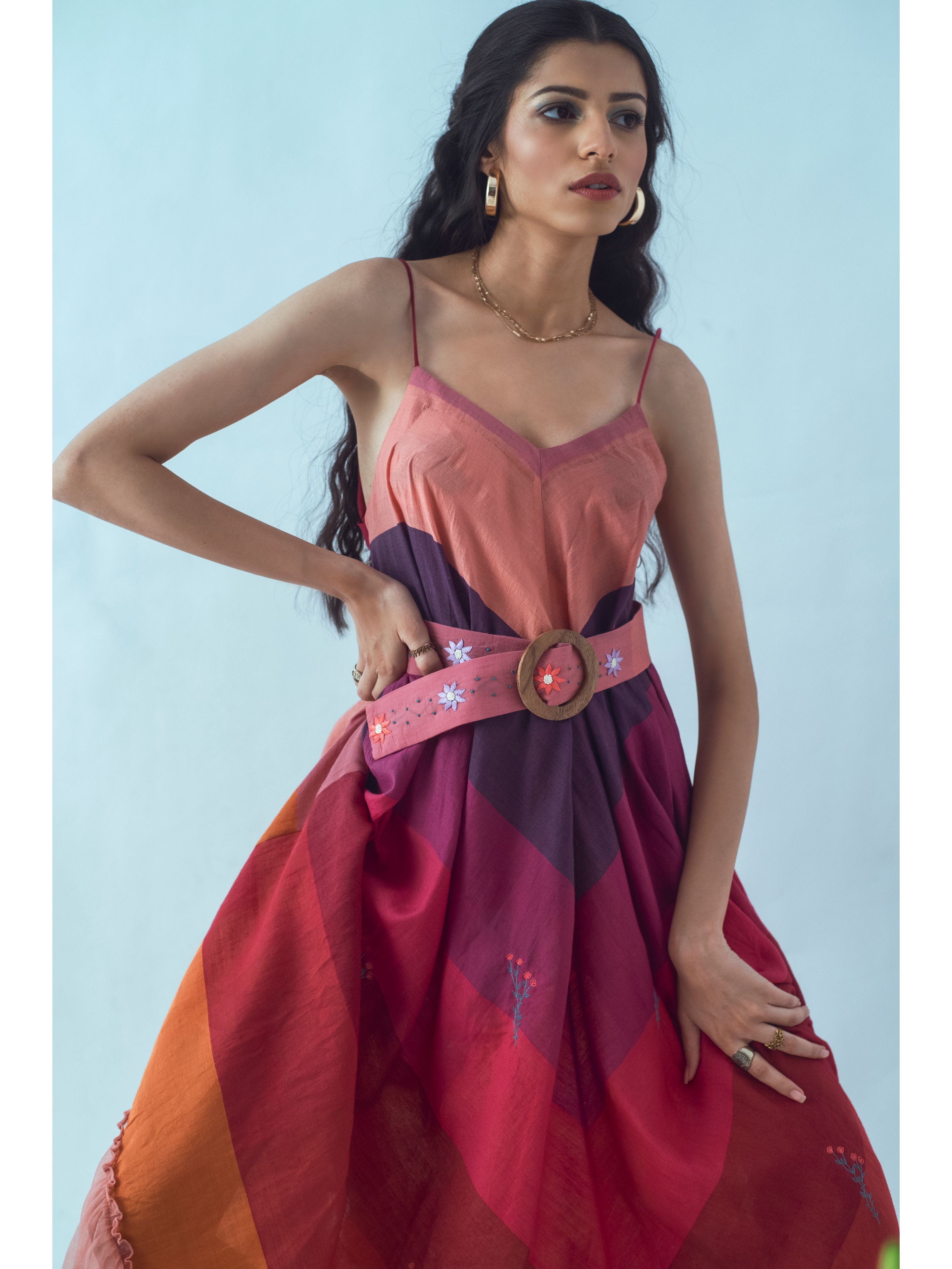 Colors of Life by The Loom Art with Euphoria by The Loom Art, Handwoven silk, July Sale, July Sale 2023, Maxi Dresses, Natural, Party Wear, Prints, Red, Regular Fit, Womenswear at Kamakhyaa for sustainable fashion