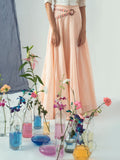Pink Skirt With Belt by The Loom Art with Chanderi Silk, Euphoria by The Loom Art, July Sale, July Sale 2023, Maxi Skirts, Natural, Party Wear, Pink, Regular Fit, Skirts, Solids, Womenswear at Kamakhyaa for sustainable fashion