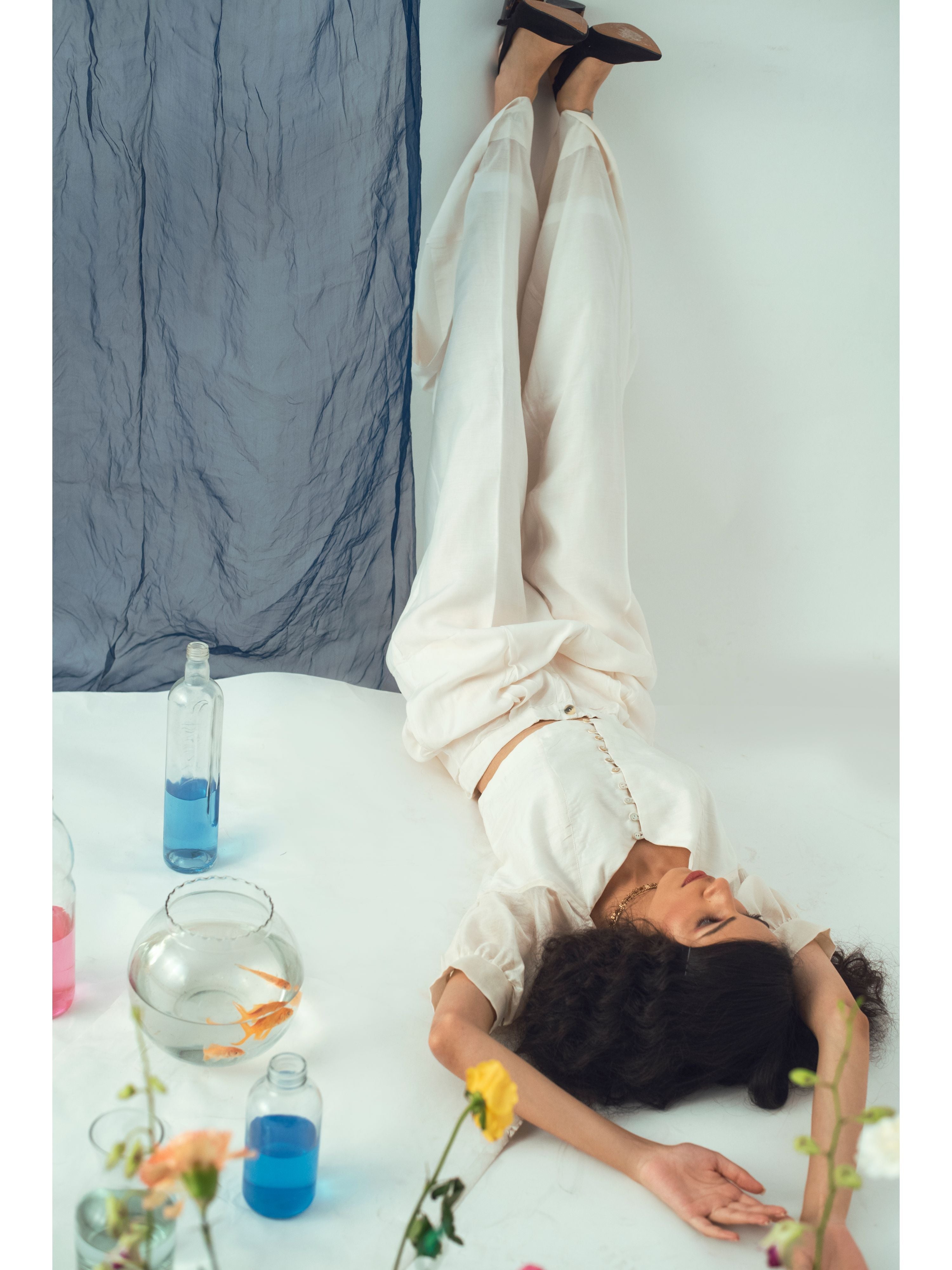 White Crop Top by The Loom Art with Chanderi Silk, Crop Tops, Euphoria by The Loom Art, July Sale, July Sale 2023, Natural, Party Wear, Regular Fit, Silk Handwoven, Solids, Tops, White, Womenswear at Kamakhyaa for sustainable fashion