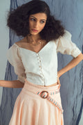 White Crop Top by The Loom Art with Chanderi Silk, Crop Tops, Euphoria by The Loom Art, July Sale, July Sale 2023, Natural, Party Wear, Regular Fit, Silk Handwoven, Solids, Tops, White, Womenswear at Kamakhyaa for sustainable fashion