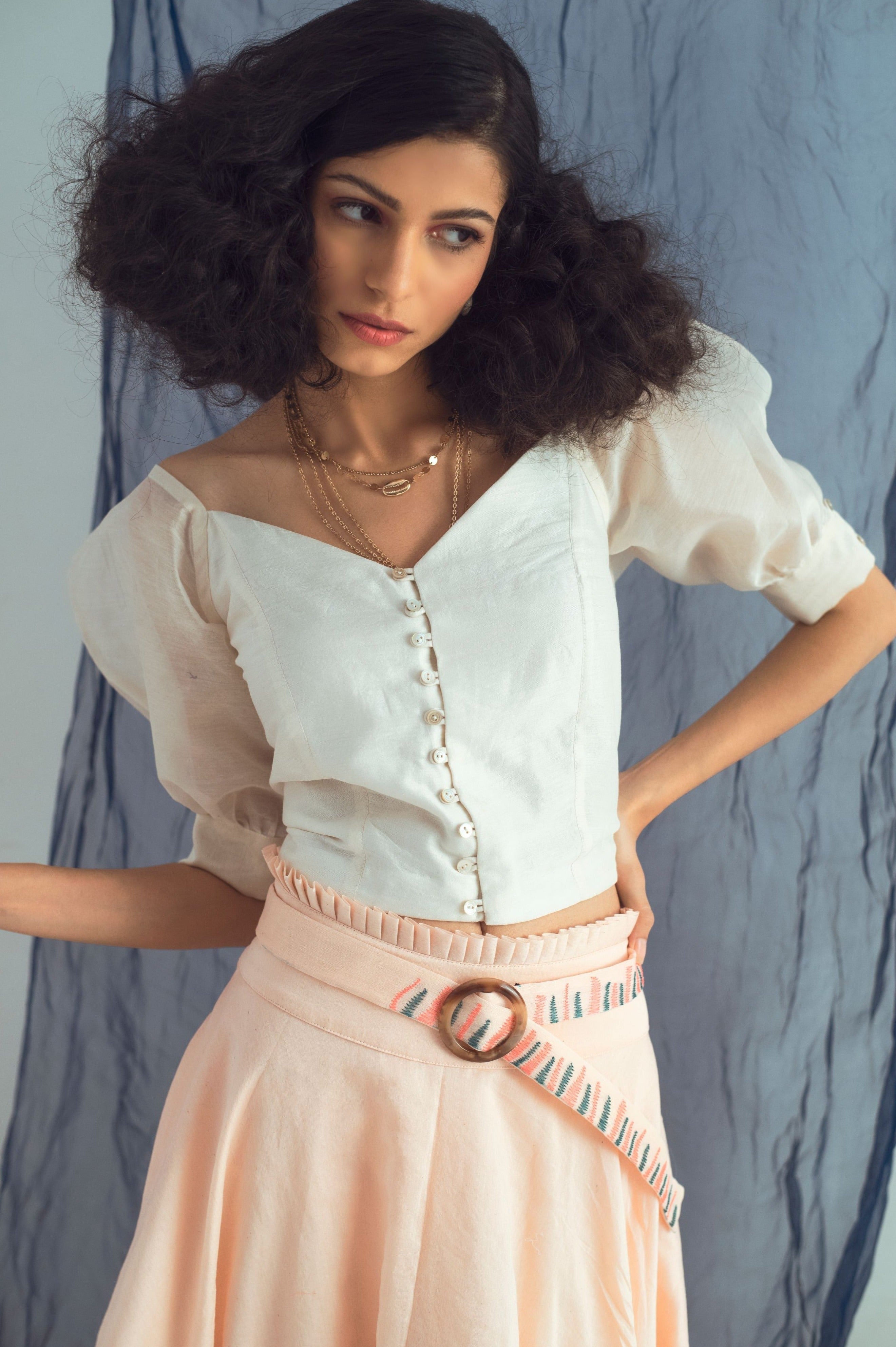 White Crop Top by The Loom Art with Chanderi Silk, Crop Tops, Euphoria by The Loom Art, July Sale, July Sale 2023, Natural, Party Wear, Regular Fit, Silk Handwoven, Solids, Tops, White, Womenswear at Kamakhyaa for sustainable fashion