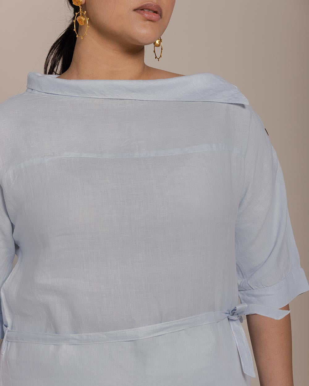Let’S Stay Home Top - Summer Blue by Reistor with Archived, Blue, Casual Wear, Hemp, Hemp by Reistor, Natural, Office Wear, Solids, Tops, Tunic Tops, Womenswear at Kamakhyaa for sustainable fashion