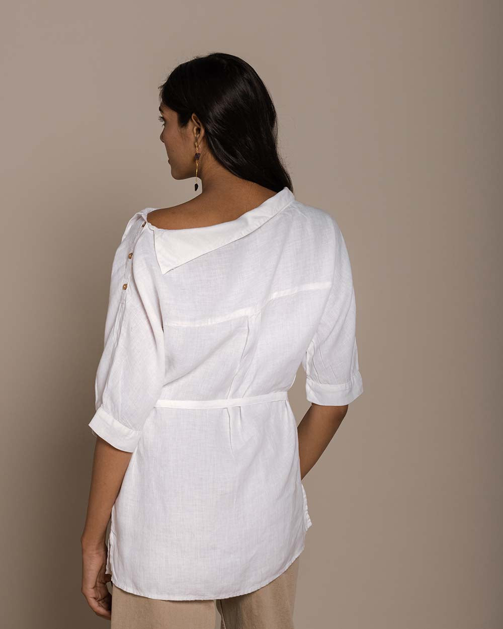 Let's Stay Home Top - Coconut White by Reistor with Archived, Blouses, Casual Wear, Hemp, Hemp by Reistor, Natural, Office Wear, Solids, Tops, White, Womenswear at Kamakhyaa for sustainable fashion