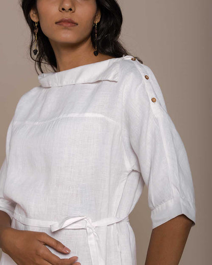 Let's Stay Home Top - Coconut White by Reistor with Archived, Blouses, Casual Wear, Hemp, Hemp by Reistor, Natural, Office Wear, Solids, Tops, White, Womenswear at Kamakhyaa for sustainable fashion