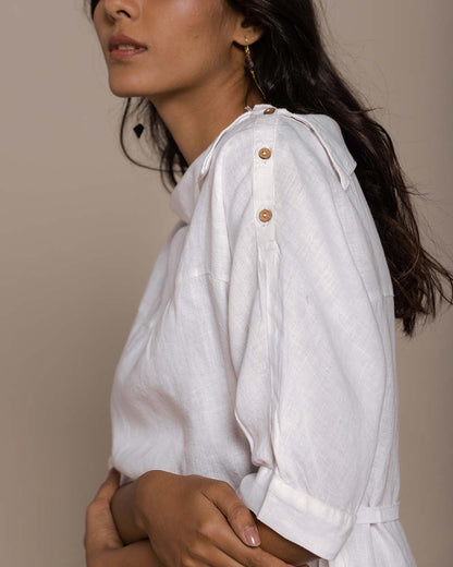 Let's Stay Home Top - Coconut White by Reistor with Archived, Blouses, Casual Wear, Hemp, Hemp by Reistor, Natural, Office Wear, Solids, Tops, White, Womenswear at Kamakhyaa for sustainable fashion