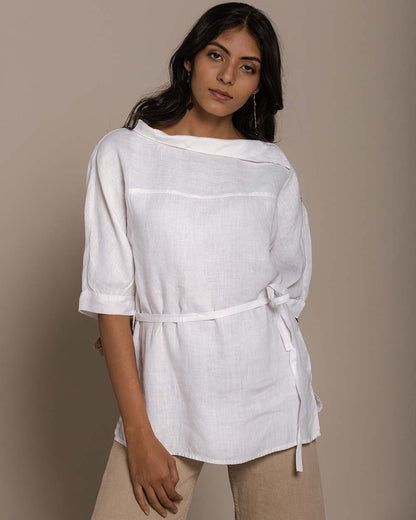 Let's Stay Home Top - Coconut White by Reistor with Archived, Blouses, Casual Wear, Hemp, Hemp by Reistor, Natural, Office Wear, Solids, Tops, White, Womenswear at Kamakhyaa for sustainable fashion