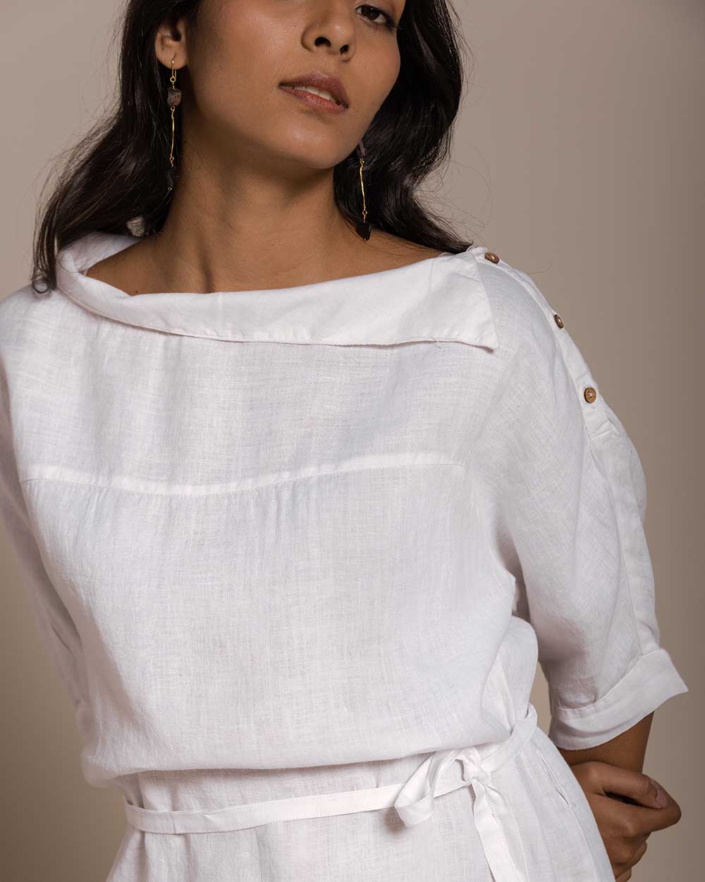 Let's Stay Home Top - Coconut White by Reistor with Archived, Blouses, Casual Wear, Hemp, Hemp by Reistor, Natural, Office Wear, Solids, Tops, White, Womenswear at Kamakhyaa for sustainable fashion