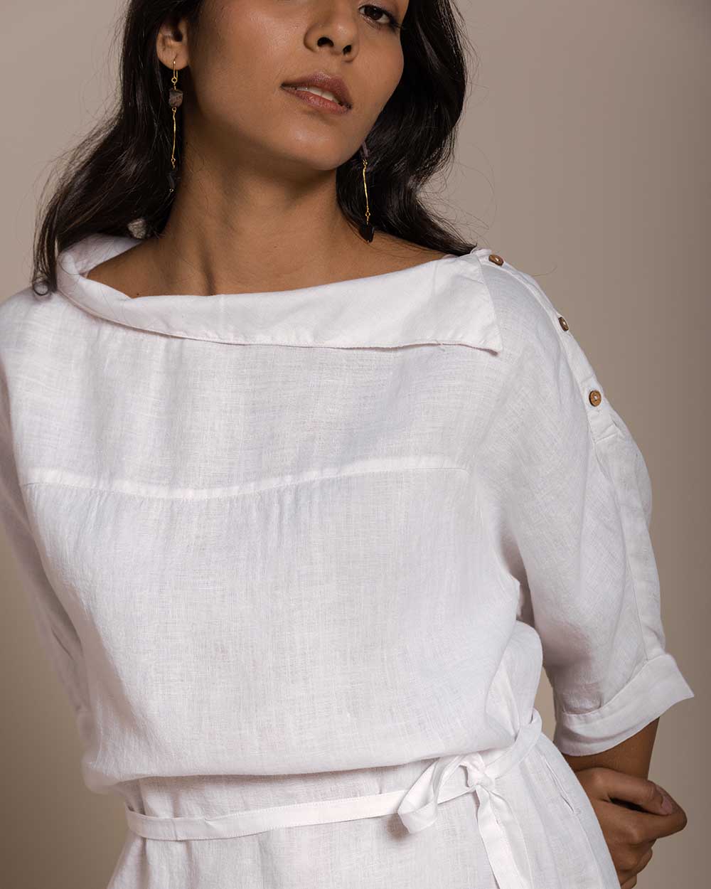 Let's Stay Home Top - Coconut White by Reistor with Archived, Blouses, Casual Wear, Hemp, Hemp by Reistor, Natural, Office Wear, Solids, Tops, White, Womenswear at Kamakhyaa for sustainable fashion