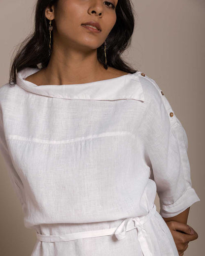 Let's Stay Home Top - Coconut White by Reistor with Archived, Blouses, Casual Wear, Hemp, Hemp by Reistor, Natural, Office Wear, Solids, Tops, White, Womenswear at Kamakhyaa for sustainable fashion