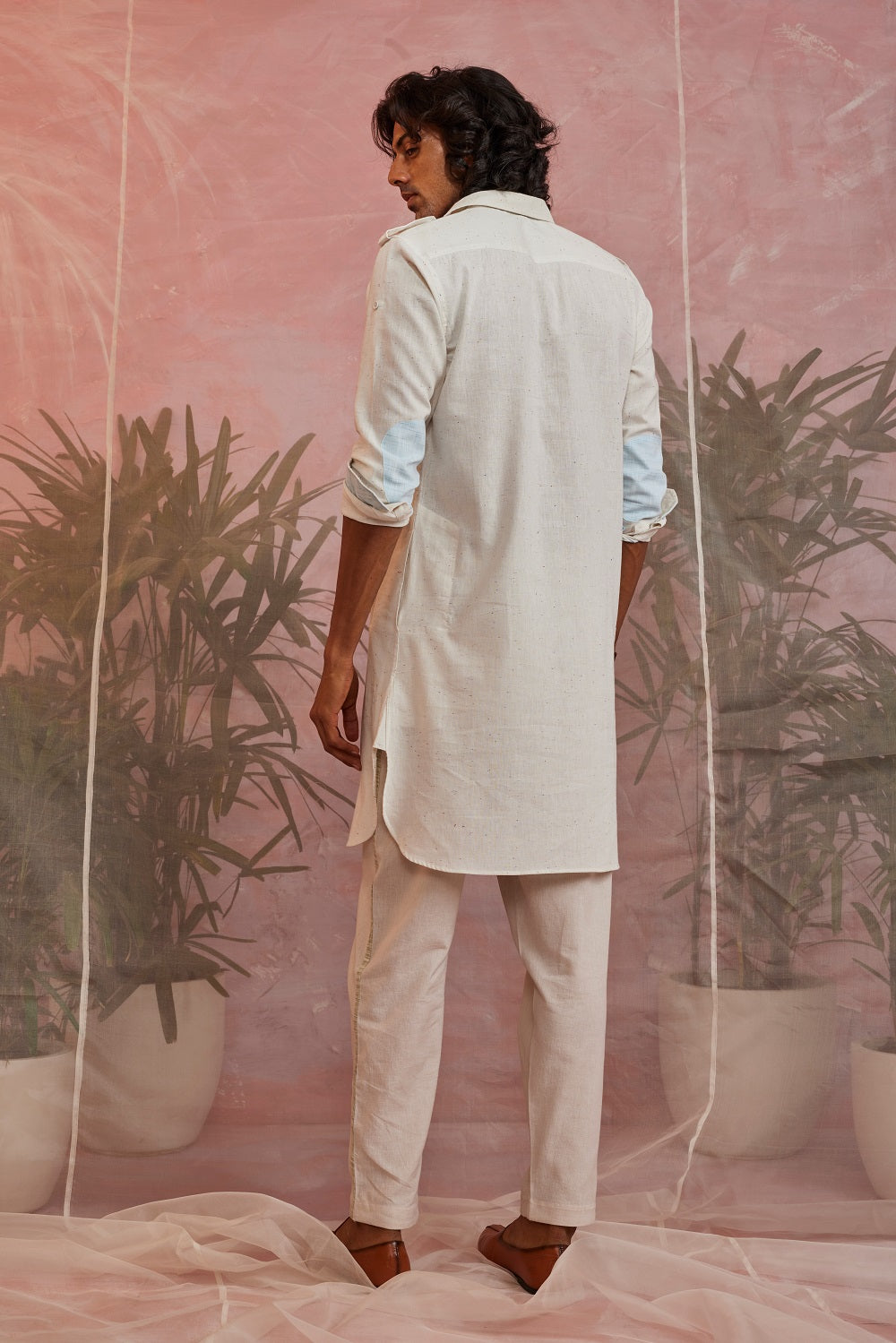 Off-White Pathani Kurta by Charkhee with Casual Wear, Cotton, For Father, Kurtas, Menswear, Natural, Regular Fit, Sun-dae by Charkhee, Textured, Tops, White at Kamakhyaa for sustainable fashion