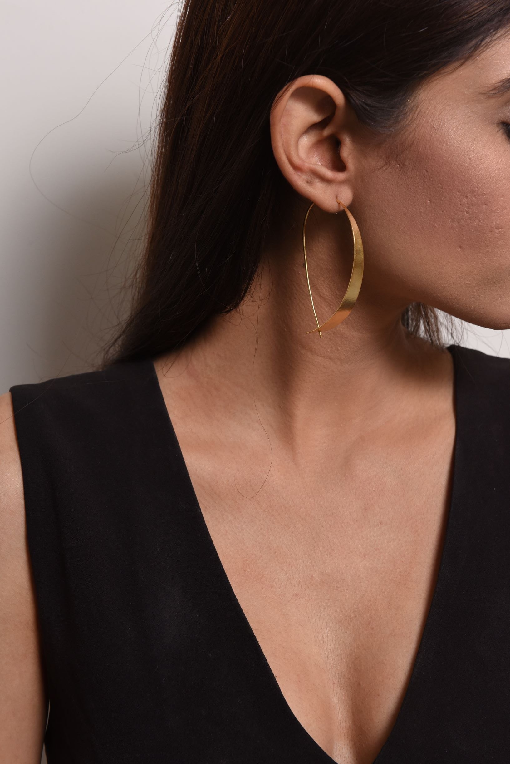 Gold Brass Earrings-Probe It Golden Earrings by De'anma with Brass, Fashion Jewellery, Free Size, Gold, Gold Plated, Gold Plated Brass, jewelry, Less than $50, Natural, Not Priced, Short Earrings, Solids, Statement Jewellery at Kamakhyaa for sustainable fashion