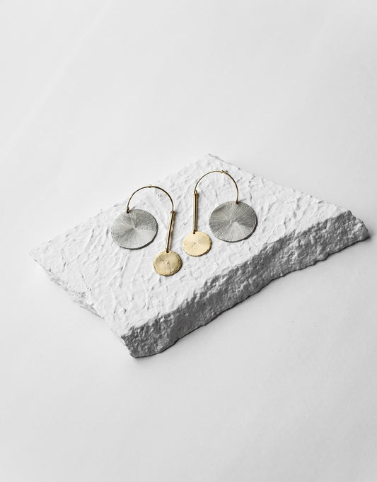 Gold Brass Earrings-Off Balance by De'anma with Brass, Fashion Jewellery, Free Size, Gold, Gold Plated, Gold Plated Brass, jewelry, Natural, Short Earrings, Solids at Kamakhyaa for sustainable fashion
