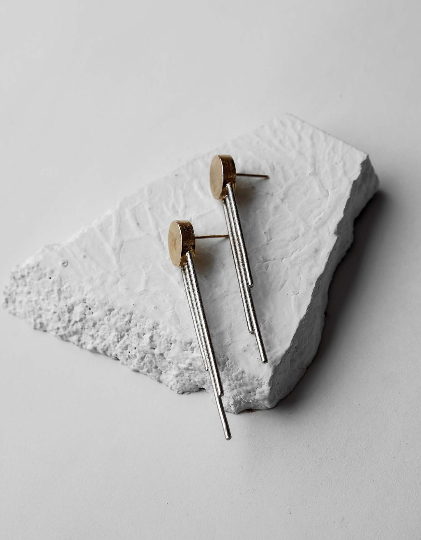 Silver Brass Earrings-Trinity by De'anma with Brass, Fashion Jewellery, Free Size, jewelry, Long Earrings, Natural, Silver, Silver Plated, Solids, White at Kamakhyaa for sustainable fashion