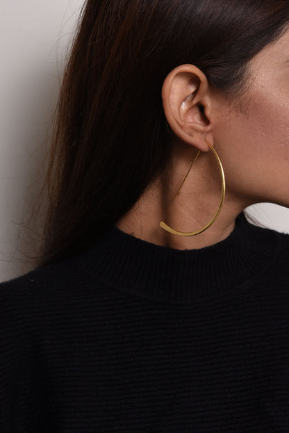 Gold Brass Earrings-No Strings Attached Golden Earrings Earrings, Gold, Plated, Plated Brass, Statement De'anma Kamakhyaa