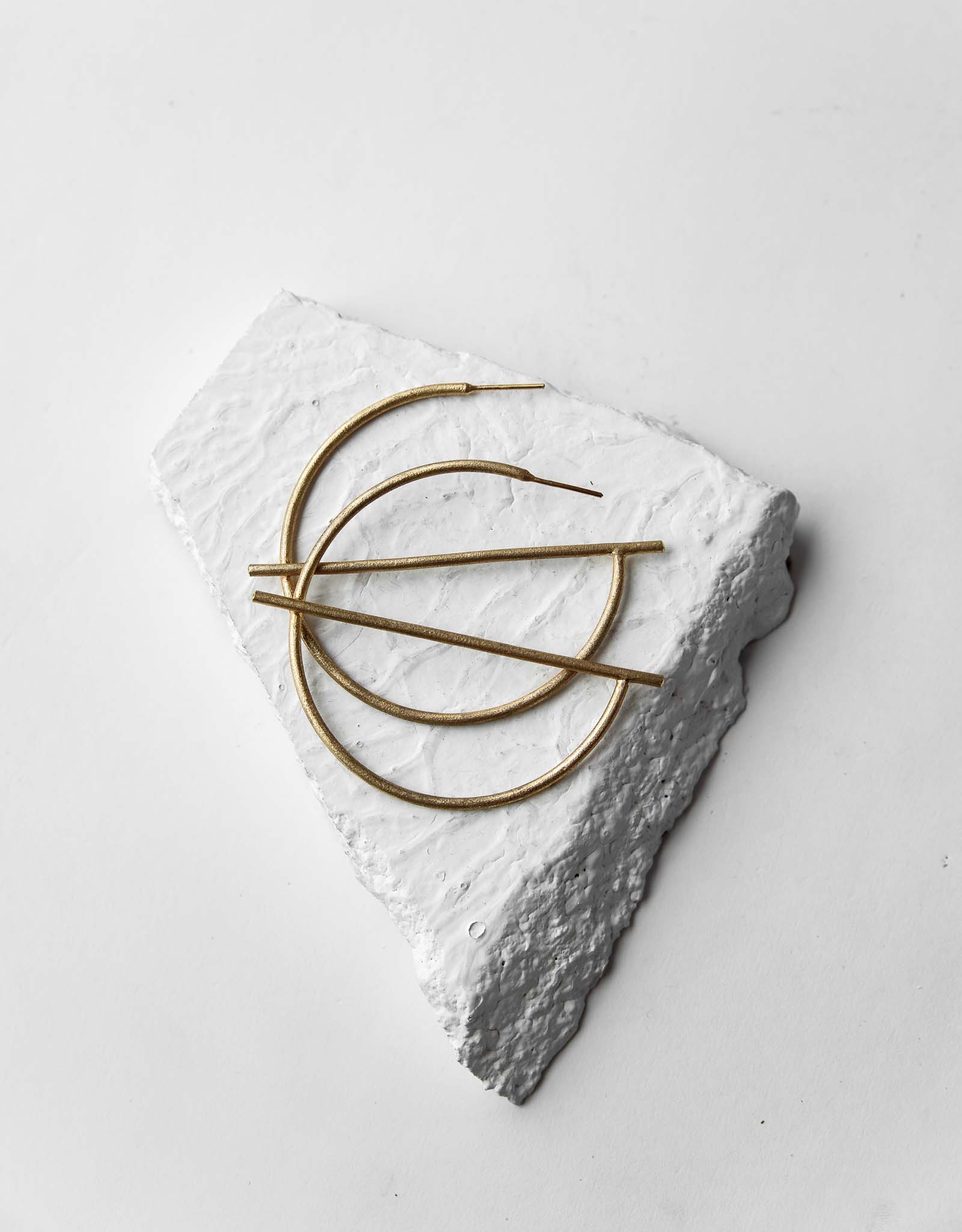 Gold Brass Earrings-Empty Moon by De'anma with Brass, Fashion Jewellery, Free Size, Gold, Gold Plated, Gold Plated Brass, Hoops, jewelry, Less than $50, Natural, Not Priced, Short Earrings, Solids at Kamakhyaa for sustainable fashion