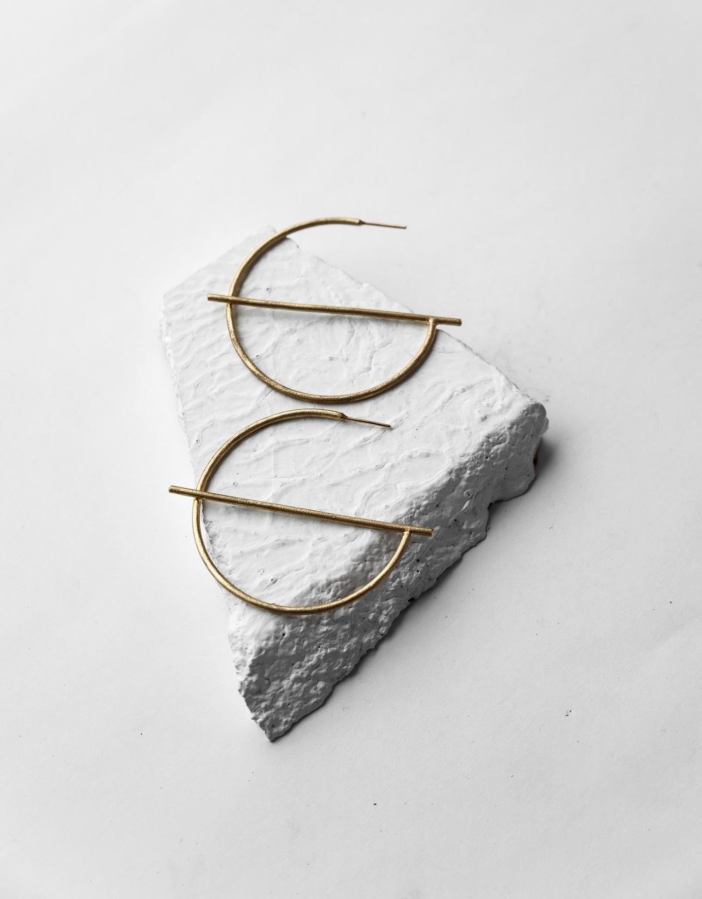 Gold Brass Earrings-Empty Moon by De'anma with Brass, Fashion Jewellery, Free Size, Gold, Gold Plated, Gold Plated Brass, Hoops, jewelry, Less than $50, Natural, Not Priced, Short Earrings, Solids at Kamakhyaa for sustainable fashion