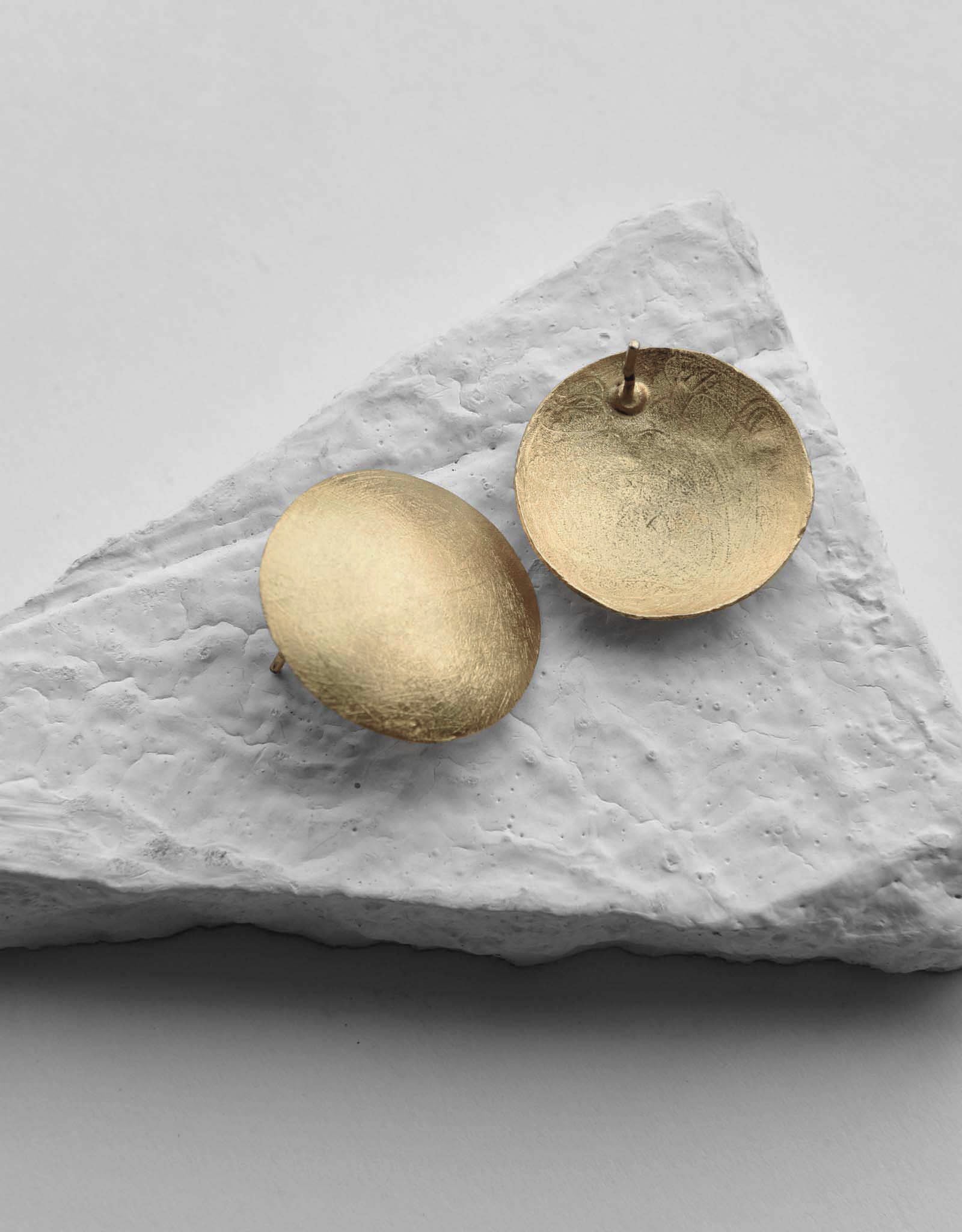 Gold Brass Earrings-Mini Duomo by De'anma with Brass, Fashion Jewellery, Free Size, Gold, Gold Plated, Gold Plated Brass, jewelry, Less than $50, Natural, Solids, Stud Earrings at Kamakhyaa for sustainable fashion