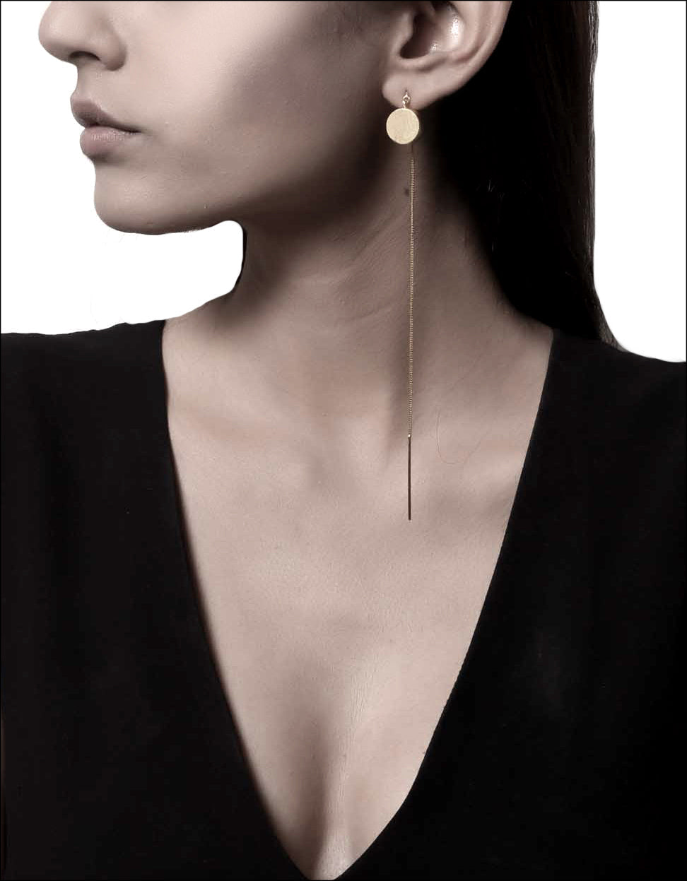 Silver Brass Earrings-Shooting Moon Earrings Brass, Free Size, Long Silver, Plated, Earrings, Statement Pieces De'anma Kamakhyaa