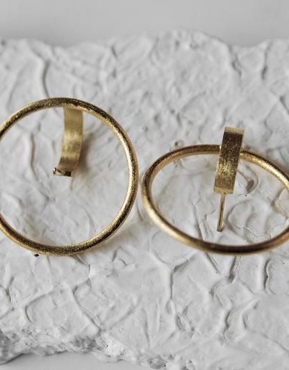 Gold Brass Earrings-Orb Golden Earrings Brass, Gold, Plated, Short Earrings, Statement De'anma Kamakhyaa