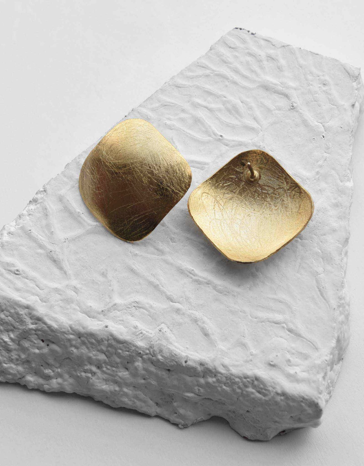 Gold Brass Earrings-Square Duomo Golden by De'anma with Brass, Fashion Jewellery, Free Size, Gold, Gold Plated, Gold Plated Brass, jewelry, Less than $50, Natural, Solids, Stud Earrings at Kamakhyaa for sustainable fashion