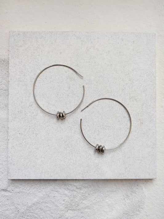 Alen - Large Silver by De'anma with Brass, Earrings, Fashion Jewellery, Hoops, jewelry, Natural, Silver, Solids at Kamakhyaa for sustainable fashion