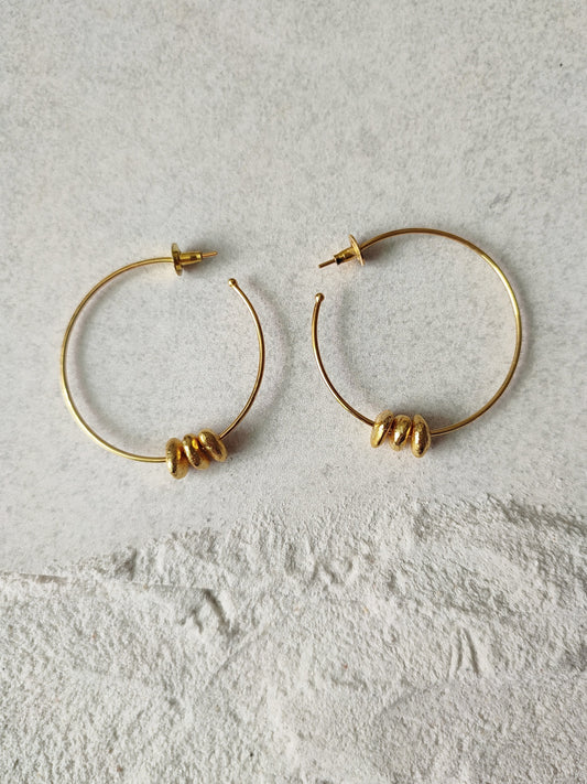 Alen - Medium Gold by De'anma with Brass, Earrings, Fashion Jewellery, Gold, Hoops, jewelry, Natural, Solids at Kamakhyaa for sustainable fashion