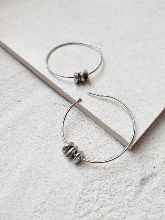 Alen - Medium Silver by De'anma with Brass, Earrings, Fashion Jewellery, Hoops, jewelry, Natural, Silver, Solids at Kamakhyaa for sustainable fashion
