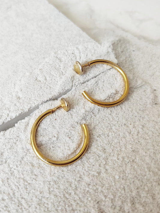 Ruth - Small Gold by De'anma with Brass, Earrings, Fashion Jewellery, Gold, Hoops, jewelry, Natural, Office Wear Jewellery, Solids at Kamakhyaa for sustainable fashion