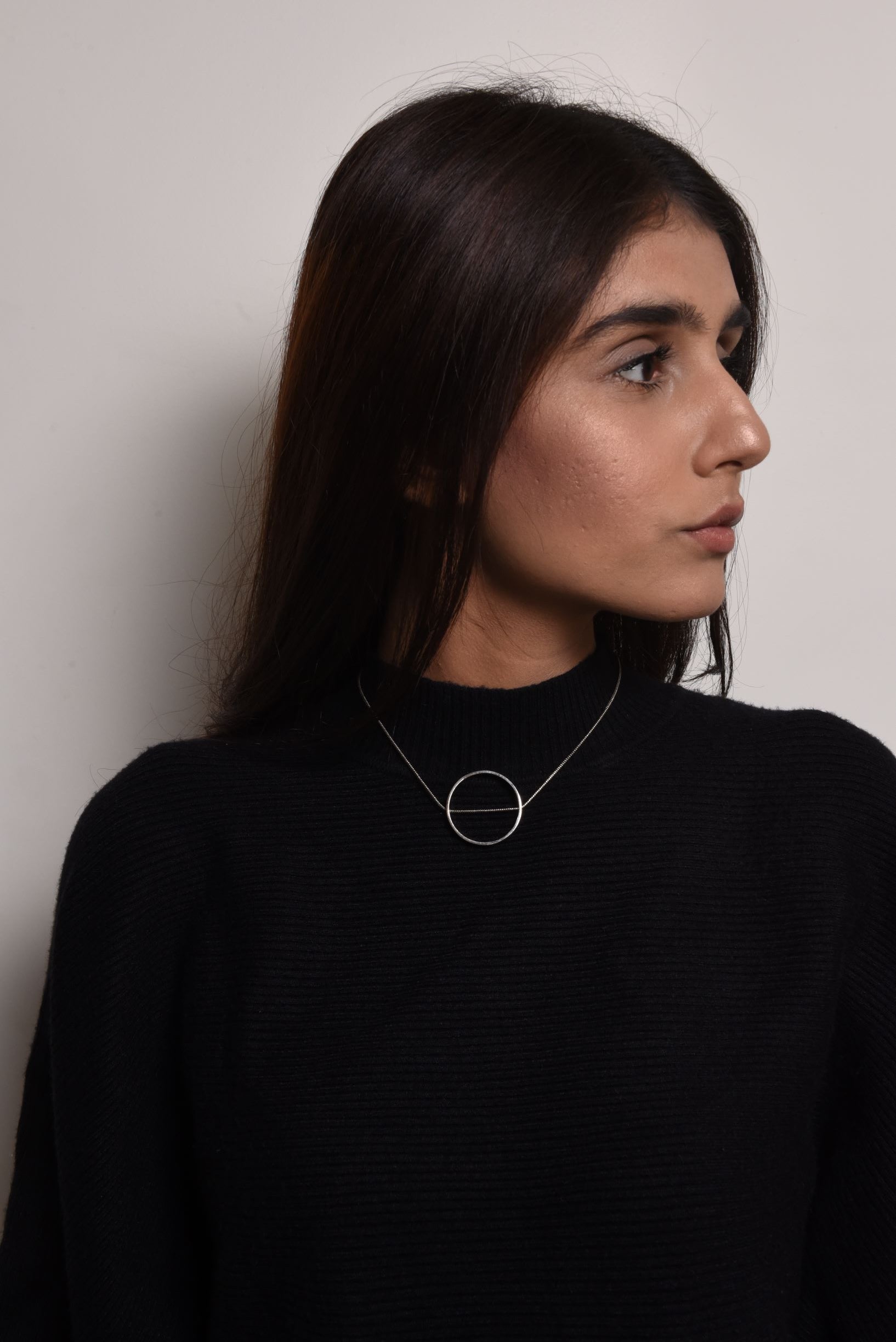 Silver Brass Necklace-Slit A Circle Neck Pieces Brass, Free Size, Necklaces, Silver, Plated, Statement De'anma Kamakhyaa