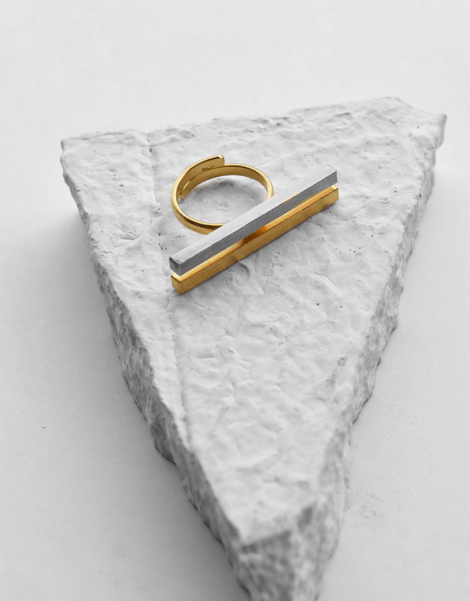 Silver Brass Rings-Oblique by De'anma with Brass, Fashion Jewellery, Free Size, Gold, Gold Plated, Gold Plated Brass, jewelry, Less than $50, Multicolor, Natural, Rings, Silver, Silver Plated, Solids at Kamakhyaa for sustainable fashion
