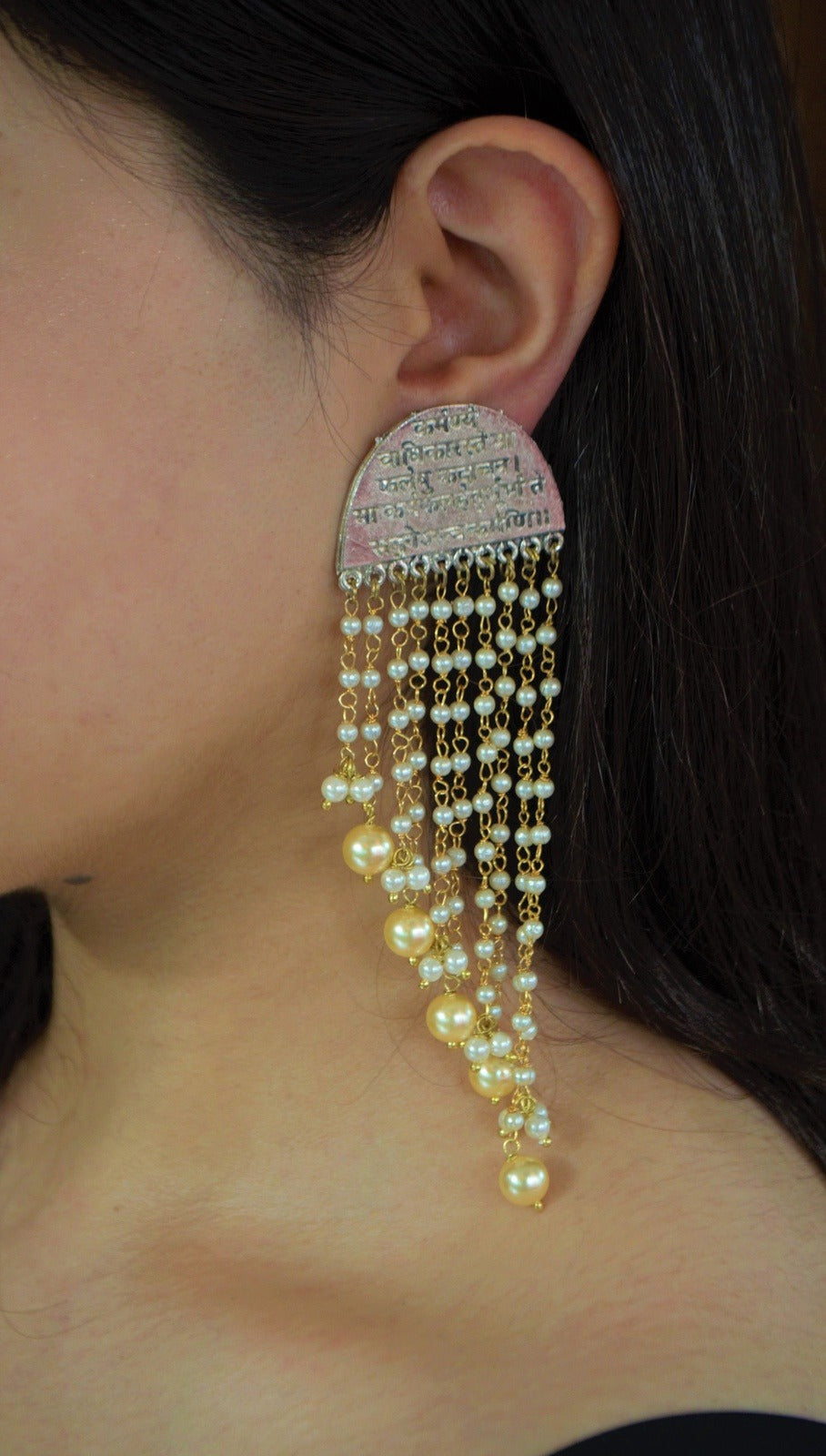 Mantra waterfall pearl earrings Earrings Jhumkas House Of Heer Kamakhyaa