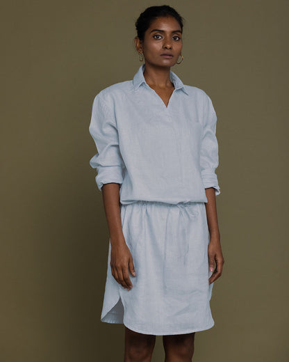 Meet Me By The Cliff Dress - Summer Blue by Reistor with Archived, Blue, Casual Wear, Hemp, Hemp by Reistor, Natural, Office Wear, Short Dresses, Solid Selfmade, Solids, Womenswear at Kamakhyaa for sustainable fashion