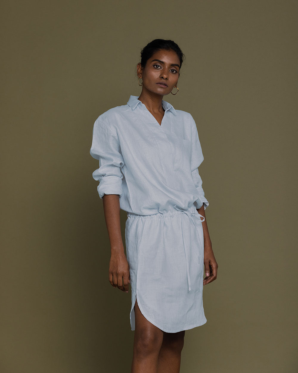 Meet Me By The Cliff Dress - Summer Blue by Reistor with Archived, Blue, Casual Wear, Hemp, Hemp by Reistor, Natural, Office Wear, Short Dresses, Solid Selfmade, Solids, Womenswear at Kamakhyaa for sustainable fashion