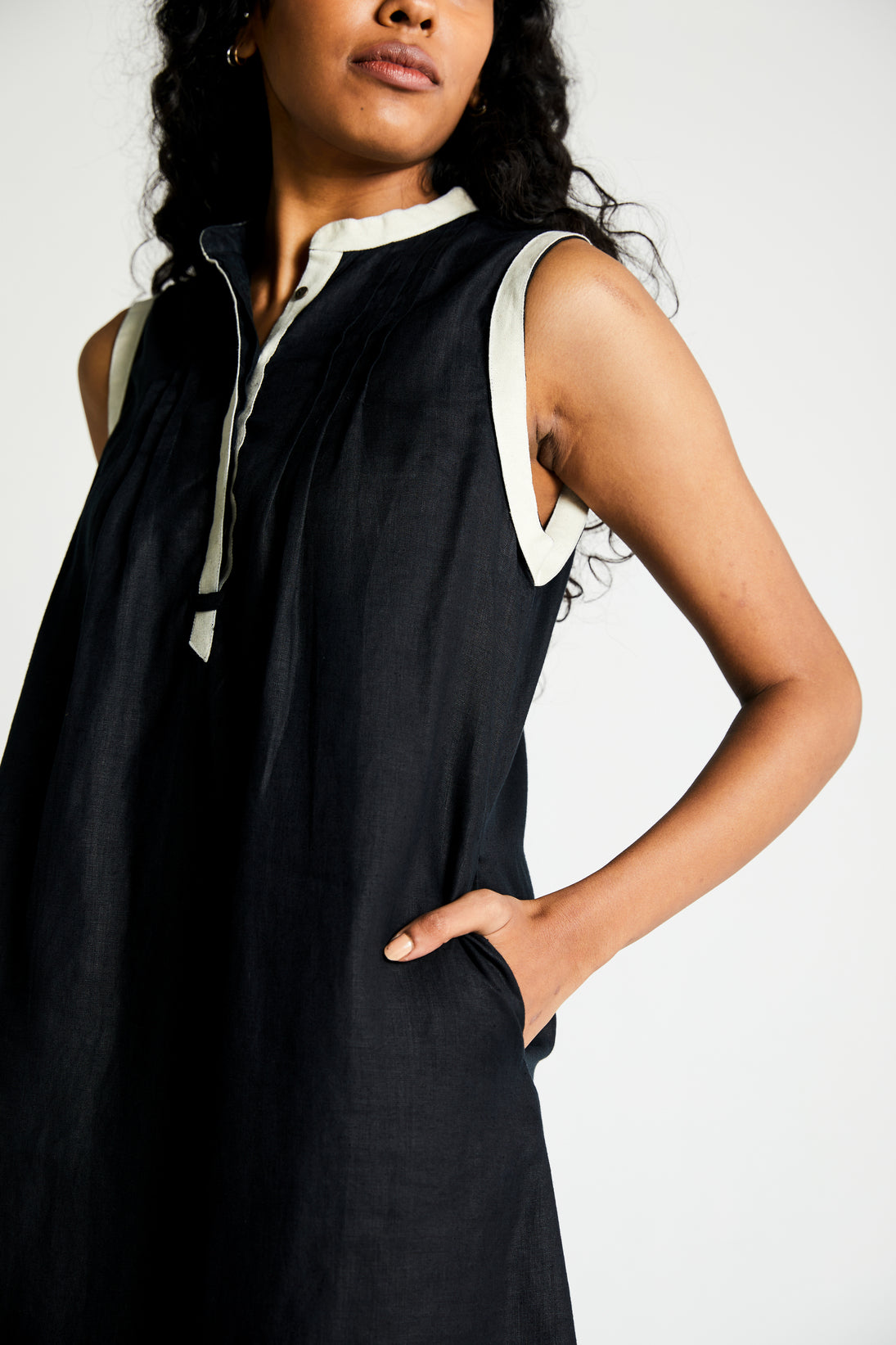 Midnight Moves Dress by Reistor with Archived, Black, Casual Wear, Dresses, Hemp, Hemp Noir by Reistor, Midi Dresses, Natural, Regular Fit, Solids, Womenswear at Kamakhyaa for sustainable fashion