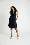 Midnight Moves Dress by Reistor with Archived, Black, Casual Wear, Dresses, Hemp, Hemp Noir by Reistor, Midi Dresses, Natural, Regular Fit, Solids, Womenswear at Kamakhyaa for sustainable fashion