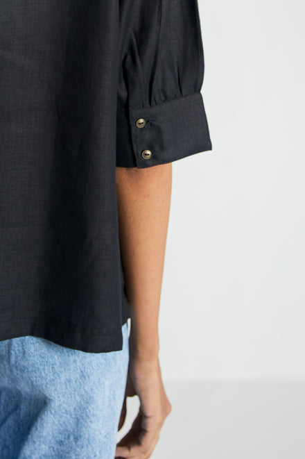 Midnight Secrets Jacket by Reistor with Black, Casual Wear, Hemp, Hemp Noir by Reistor, Natural, Relaxed Fit, Shirts, Solids, Womenswear at Kamakhyaa for sustainable fashion