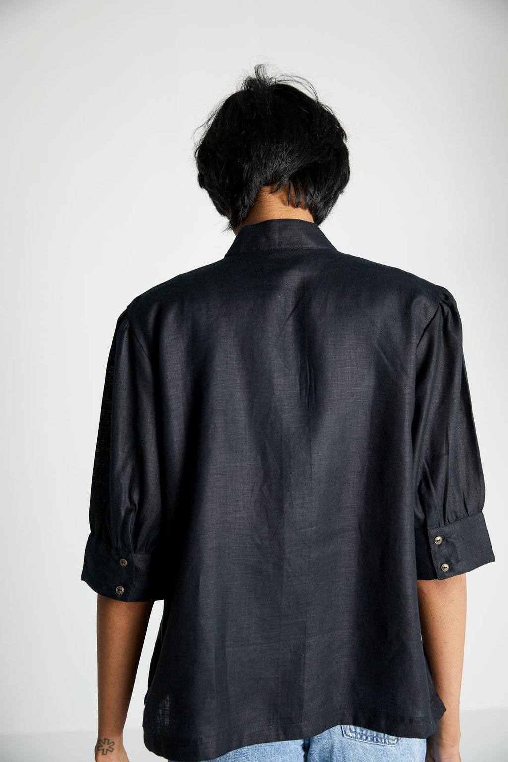 Midnight Secrets Jacket by Reistor with Black, Casual Wear, Hemp, Hemp Noir by Reistor, Natural, Relaxed Fit, Shirts, Solids, Womenswear at Kamakhyaa for sustainable fashion