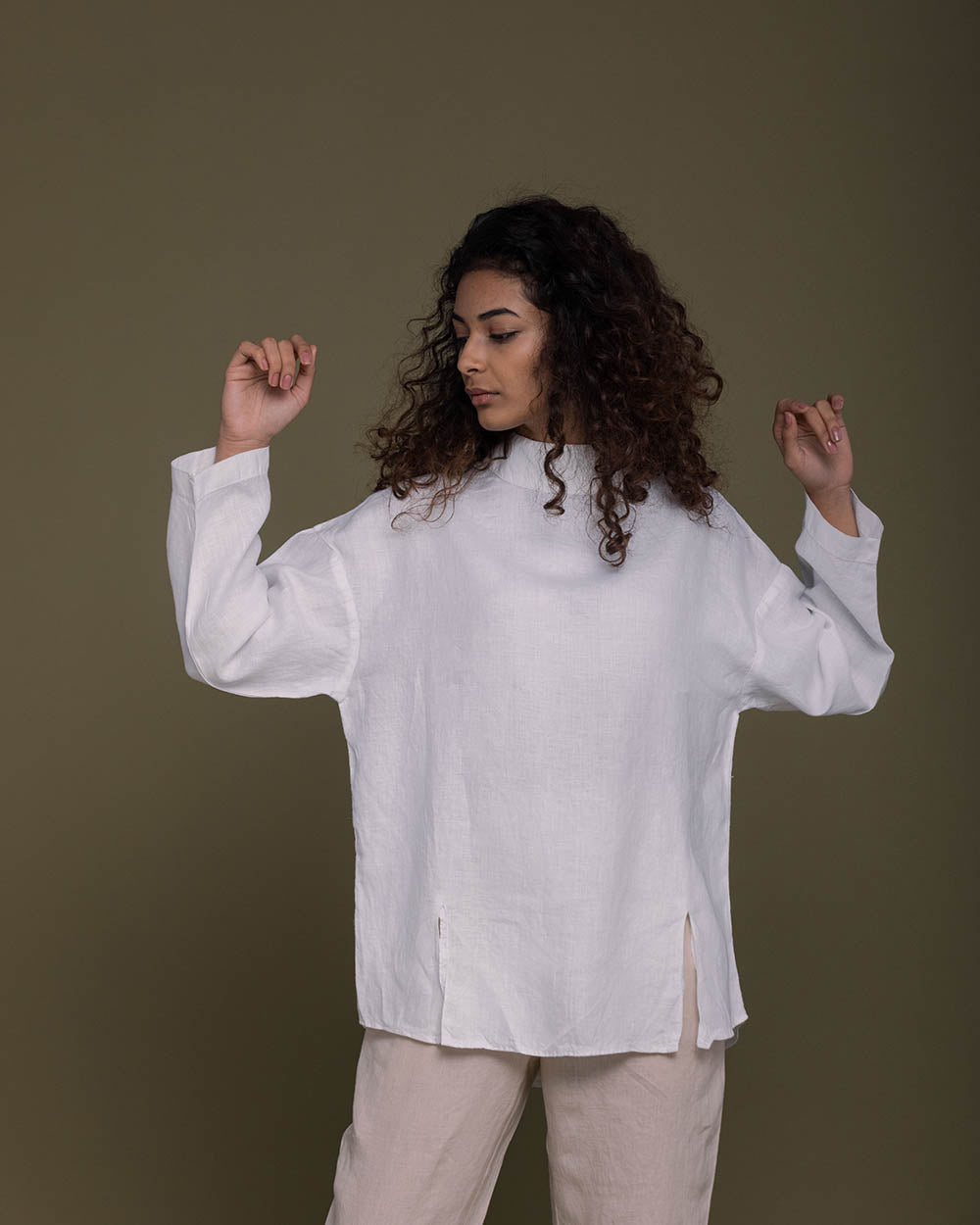 Monday Playlist Top - Coconut White by Reistor with Archived, Casual Wear, Hemp, Hemp by Reistor, Natural, Office Wear, Solids, Tops, Tunic Tops, White, Womenswear at Kamakhyaa for sustainable fashion