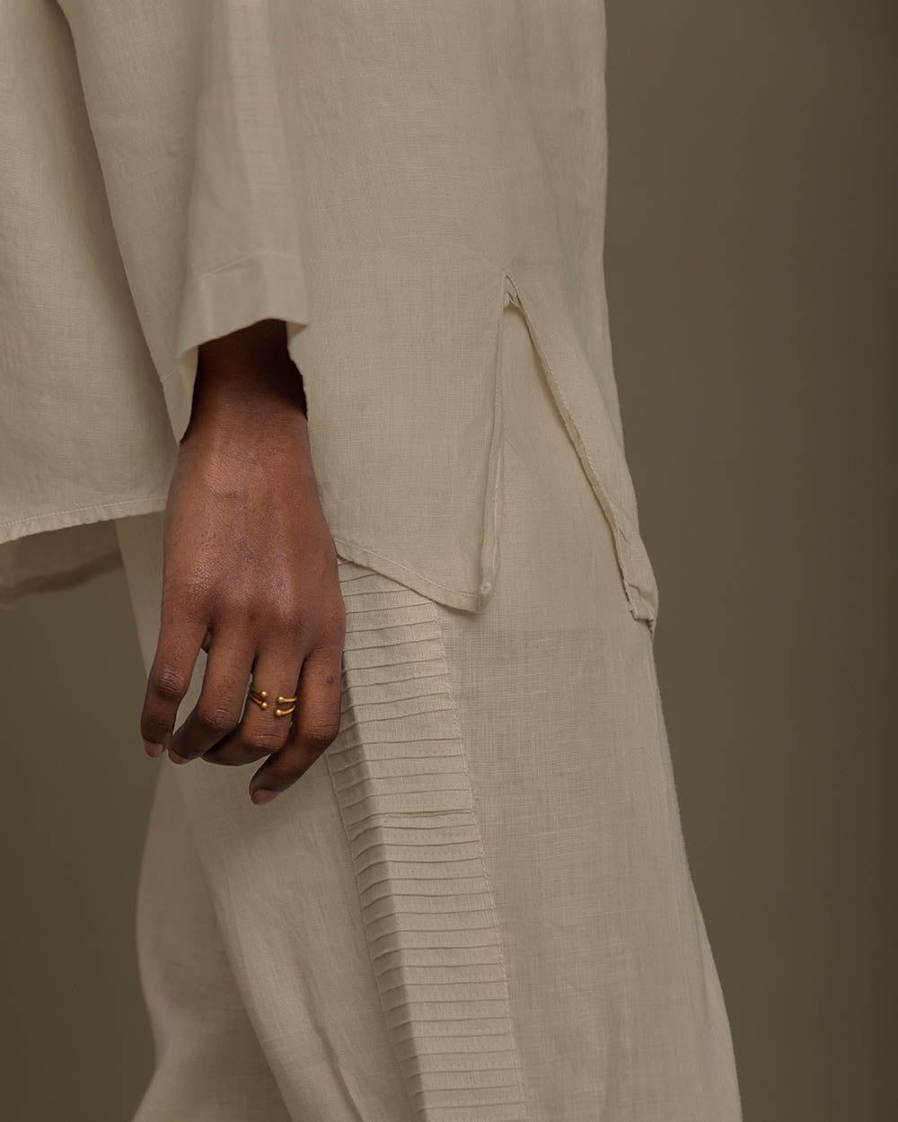 Monday Playlist Top - Sand Beige by Reistor with Archived, Brown, Casual Wear, Hemp, Hemp by Reistor, Natural, Office Wear, Solids, Tops, Tunic Tops, Womenswear at Kamakhyaa for sustainable fashion