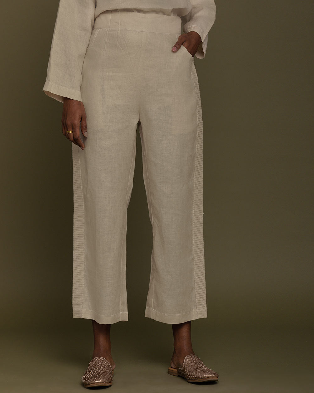 Monday Playlist Top - Sand Beige by Reistor with Archived, Brown, Casual Wear, Hemp, Hemp by Reistor, Natural, Office Wear, Solids, Tops, Tunic Tops, Womenswear at Kamakhyaa for sustainable fashion