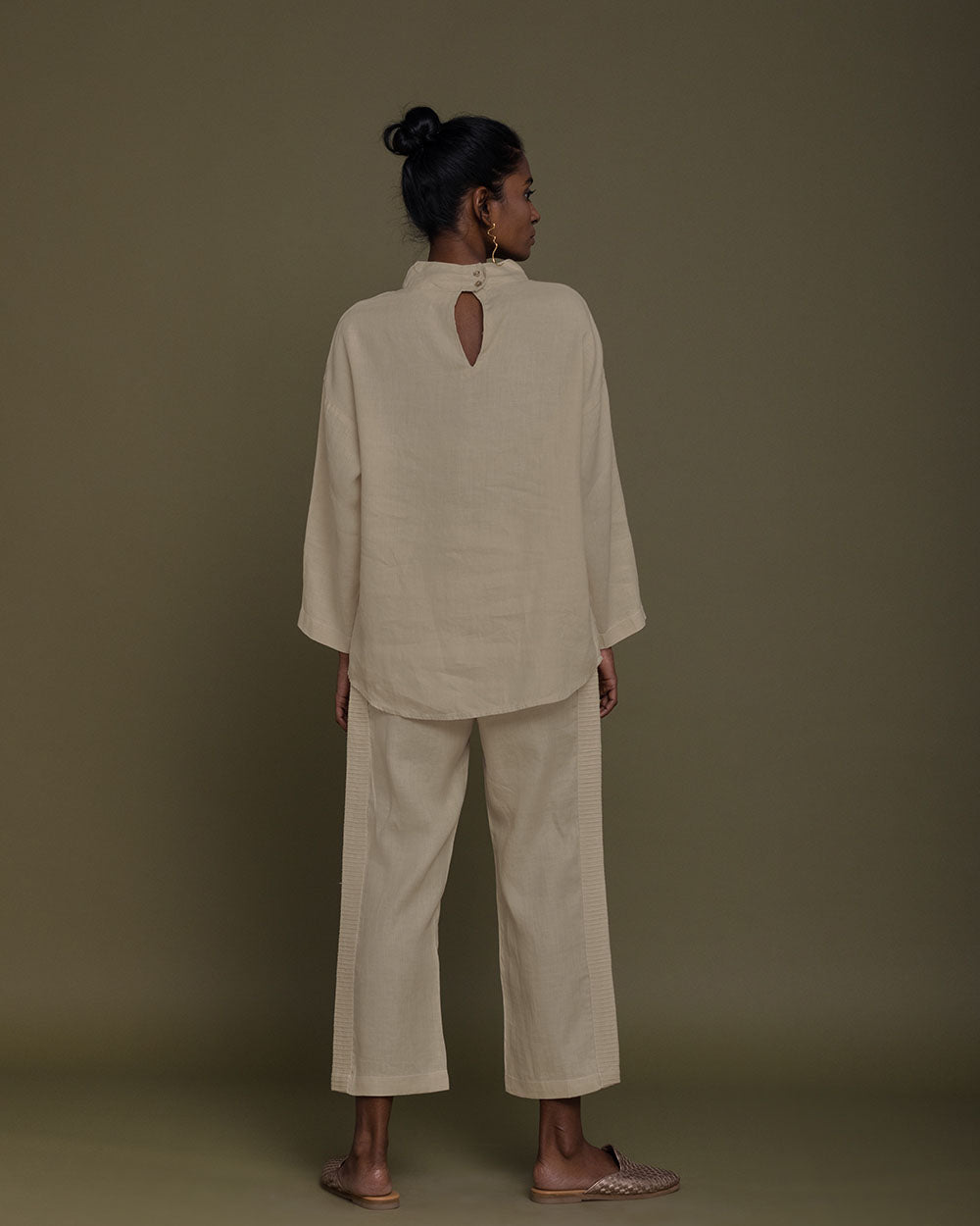 Monday Playlist Top - Sand Beige by Reistor with Archived, Brown, Casual Wear, Hemp, Hemp by Reistor, Natural, Office Wear, Solids, Tops, Tunic Tops, Womenswear at Kamakhyaa for sustainable fashion